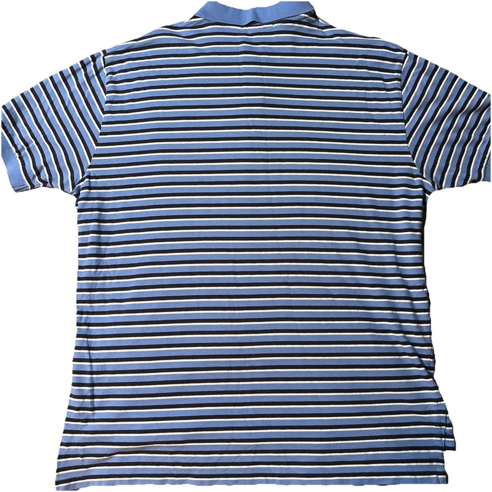 Polo Ralph Lauren Mens XL Blue‎ Striped Short Sleeve Cotton Pique Polo Shirt - Picture 5 of 7